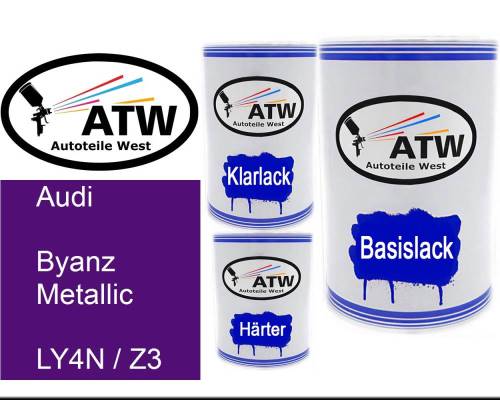 Audi, Byanz Metallic, LY4N / Z3: 500ml Lackdose + 500ml Klarlack + 250ml Härter - Set, von ATW Autoteile West.